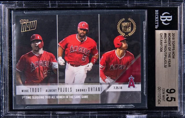 2018 Topps Now Mike Trout/Albert Pujols/Shohei Ohtani Moment of the Year #MOY6 card image