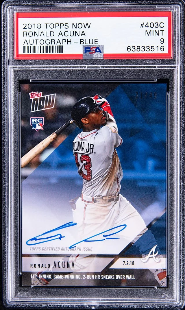 2018 Topps Now Ronald Acuna Autograph Blue #403C card image
