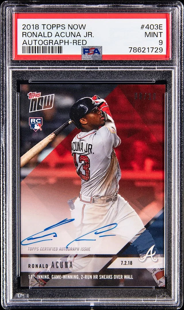 2018 Topps Now Ronald Acuna Jr. Autograph Red #403E card image