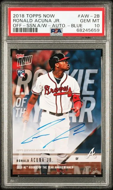 2018 Topps Now Ronald Acuna Jr. Off-Season Award Winner Autograph Blue #AW-2B card image