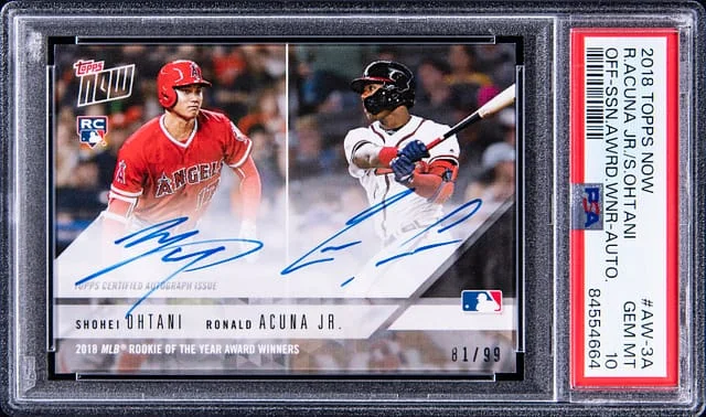 2018 Topps Now Ronald Acuna Jr./Shohei Ohtani Off-Season Award Winners Autographs #AW-3A card image