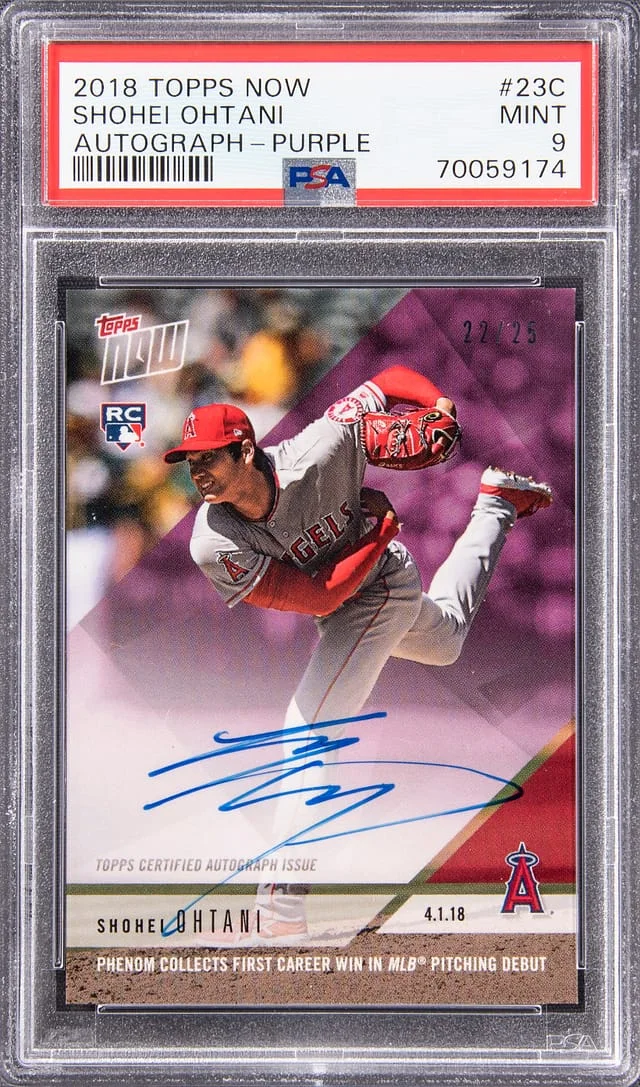 2018 Topps Now Shohei Ohtani Autograph Purple #23C card image