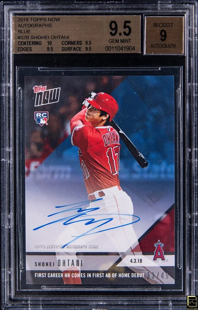 2018 Topps Now Shohei Ohtani Autograph Blue #32B card image
