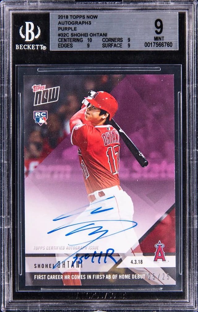 2018 Topps Now Shohei Ohtani Autographs Purple #32C card image