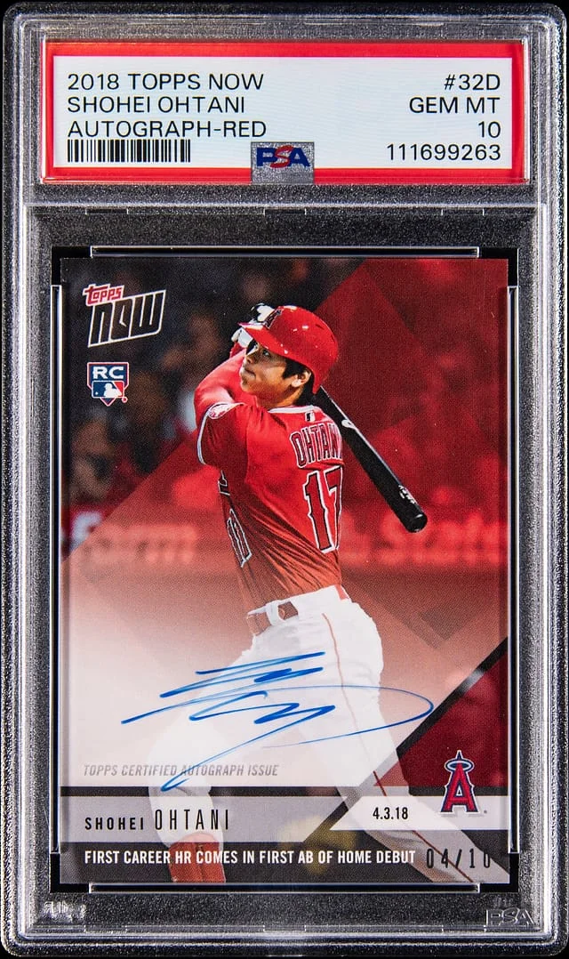 2018 Topps Now Shohei Ohtani Autograph Red #32D card image