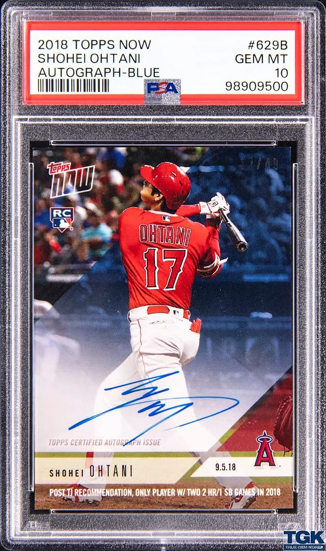 2018 Topps Now Shohei Ohtani Autographs Blue #692B card image