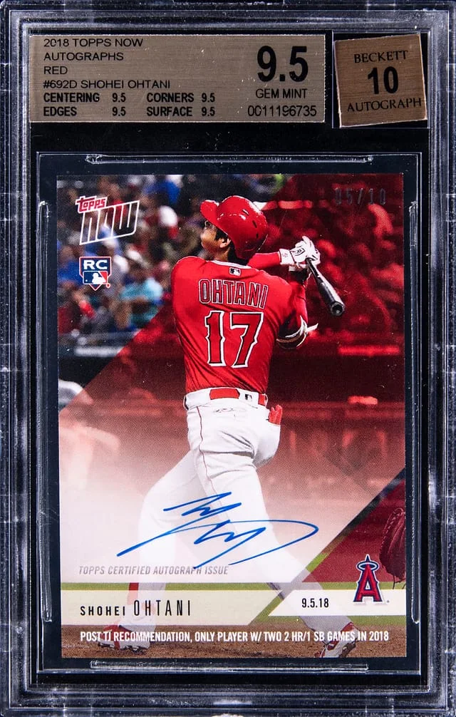 2018 Topps Now Shohei Ohtani Autographs Red #692D card image