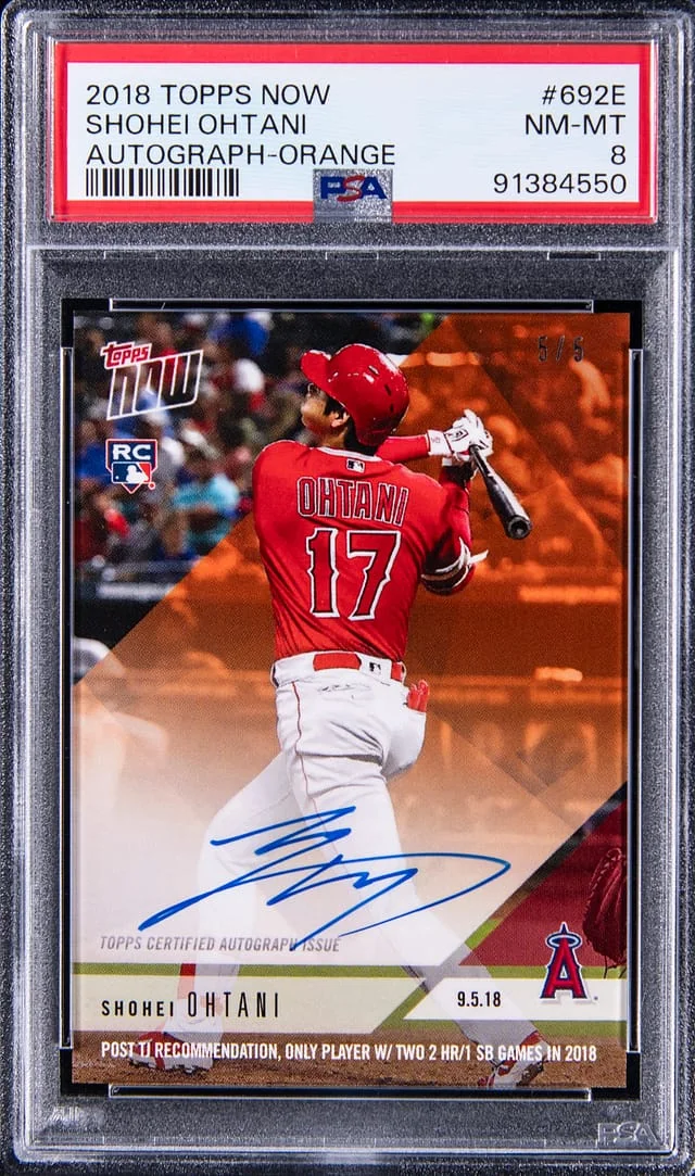2018 Topps Now Shohei Ohtani Autograph Orange #692E card image