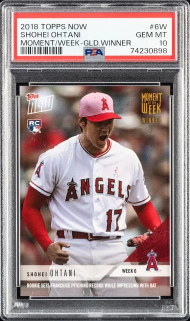 2018 Topps Now Shohei Ohtani Moment Of The Week Gold Winner #6W card image