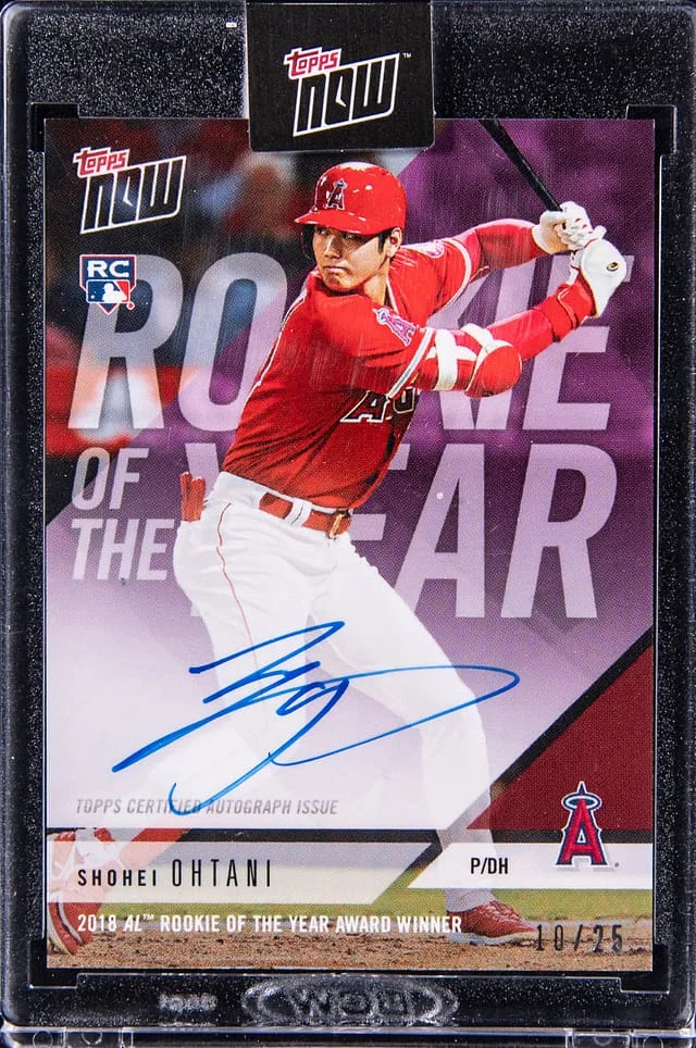 2018 Topps Now Shohei Ohtani of the Year Autographs Purple #AW-1C card image