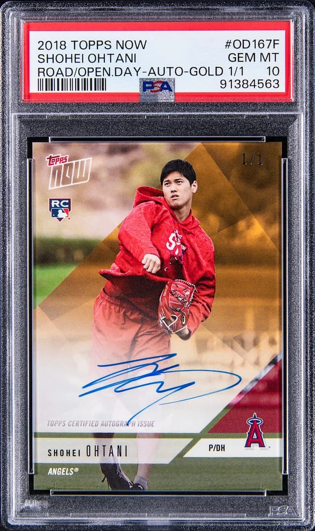 2018 Topps Now Shohei Ohtani Road to Opening Day Autographs Gold #OD-167F card image