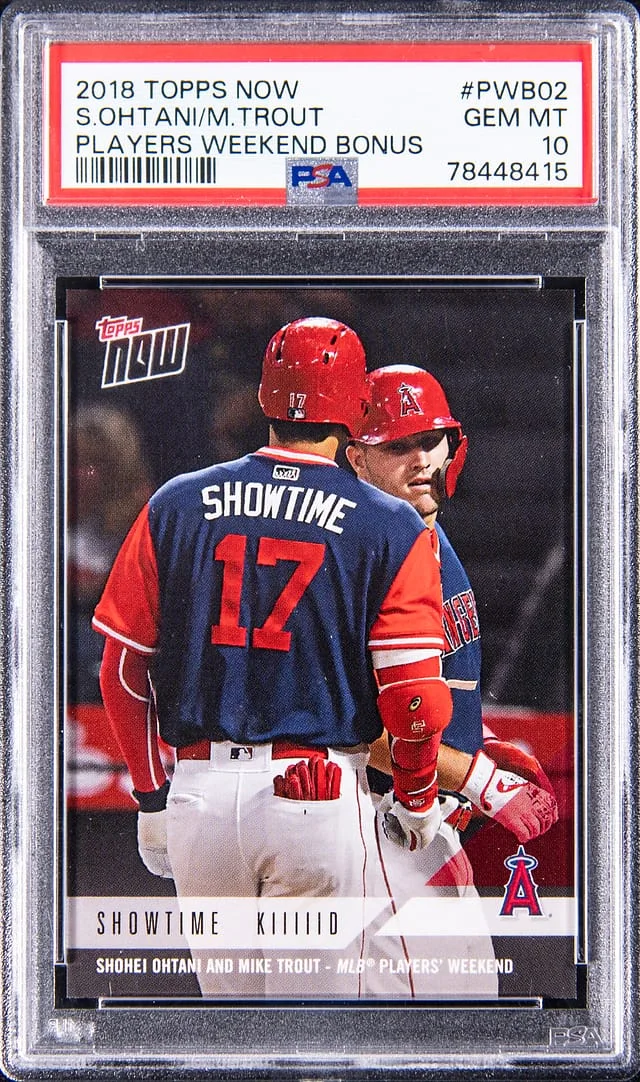 2018 Topps Now Shohei Ohtani/Mike Trout Ohtani Players Weekend Bonus #PWB02 card image