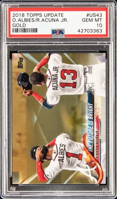 2018 Topps Ozzie Albies/Ronald Acuna Jr. Gold #US43 card image