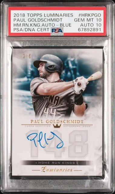 2018 Topps Paul Goldschmidt Luminaries Home Run Kings Autographs Blue #HRK-PGO card image
