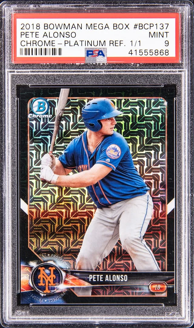 2018 Topps Pete Alonso Bowman Chrome Mega Box Platinum Refractor #BCP137 card image