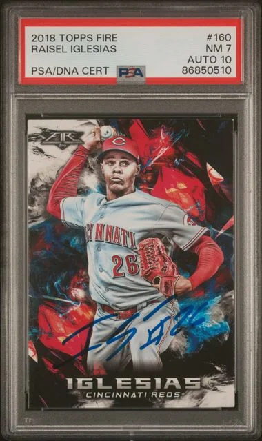 2018 Topps Raisel Iglesias Fire #160 card image