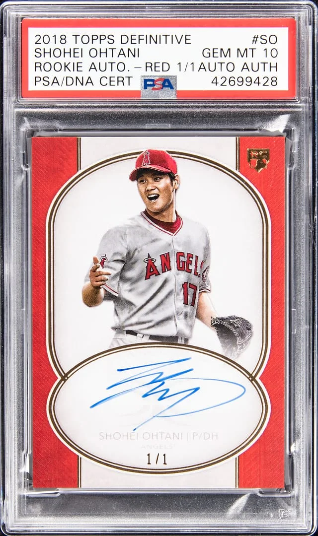 2018 Topps Shohei Ohtani Definitive Autographs Red #DRA-SO card image