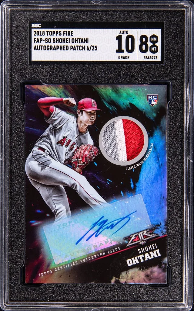 2018 Topps Shohei Ohtani Fire Autograph Patch #FAP-SO card image