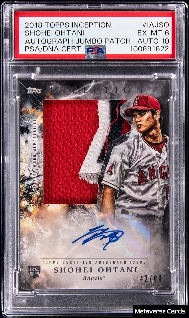 2018 Topps Shohei Ohtani Inception Autograph Jumbo Patch #IAJ-SO card image