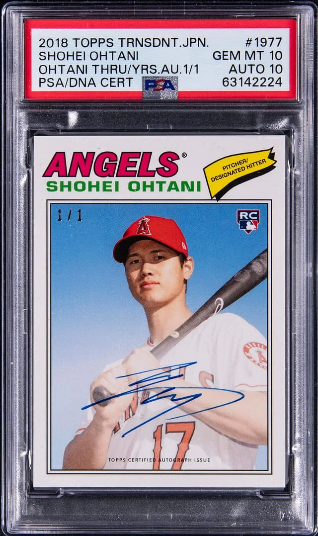 2018 Topps Shohei Ohtani Transcendent Japan Ohtani Through the Years Autograph #SO-1977 card image