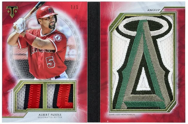 2018 Topps Triple Threads Albert Pujols Game-Used Jumbo Plus Relic Book Ruby #JPR-AP card image