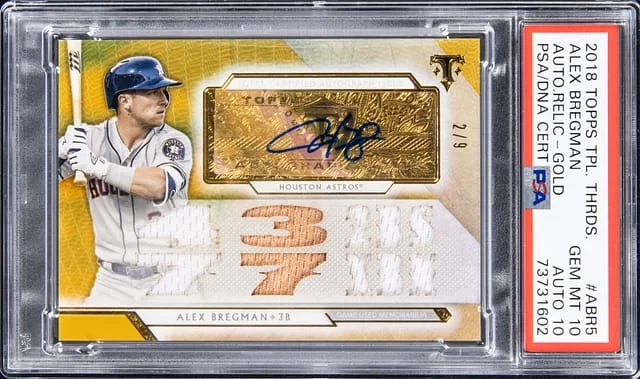 2018 Topps Triple Threads Alex Bregman Autograph Relic Gold #ABR5 card image