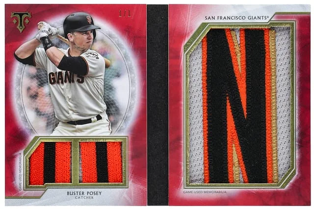 2018 Topps Triple Threads Buster Posey Jumbo Plus Relic #JPR-BP card image