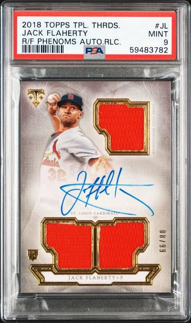 2018 Topps Triple Threads Jack Flaherty Rookies & Future Phenoms Autograph Relics #JL card image
