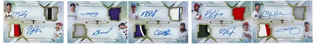 2018 Topps Triple Threads Kershaw/Posey/Story/Bryant/Harper/Sale/Votto/Altuve/Blackmon/Trout Multi-Signed Game-Used Deca Threads Autograph Relic Combo Book #ARC-8 card image
