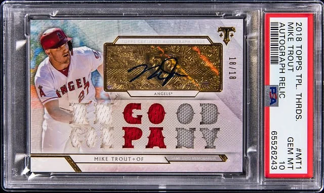 2018 Topps Triple Threads Mike Trout Autograph Relic #TTAR-MT1 card image