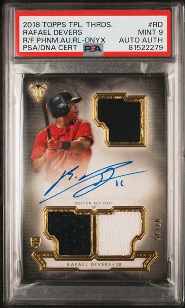 2018 Topps Triple Threads Rafael Devers Rookies & Future Phenoms Autograph Relics Onyx #RD card image