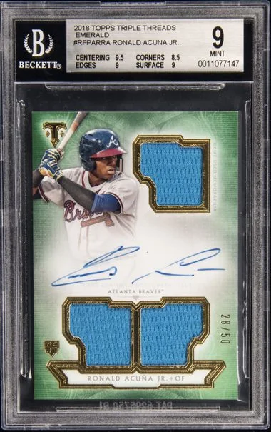 2018 Topps Triple Threads Ronald Acuna Jr. Emerald #RFPAR-RA card image