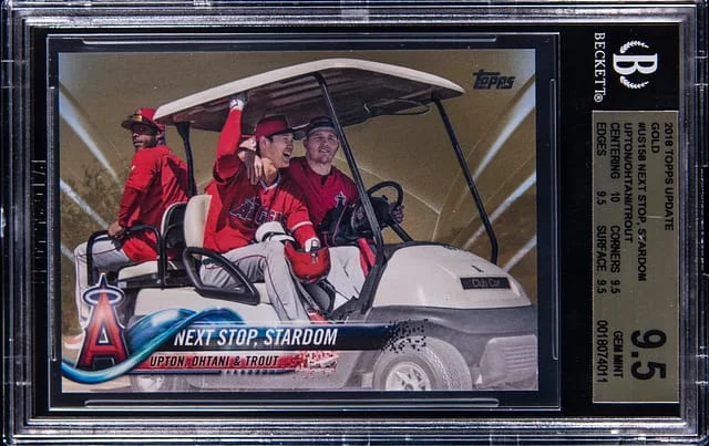 2018 Topps Update Justin Upton, Shohei Ohtani, Mike Trout Gold Next Stop, Stardom #US158 card image