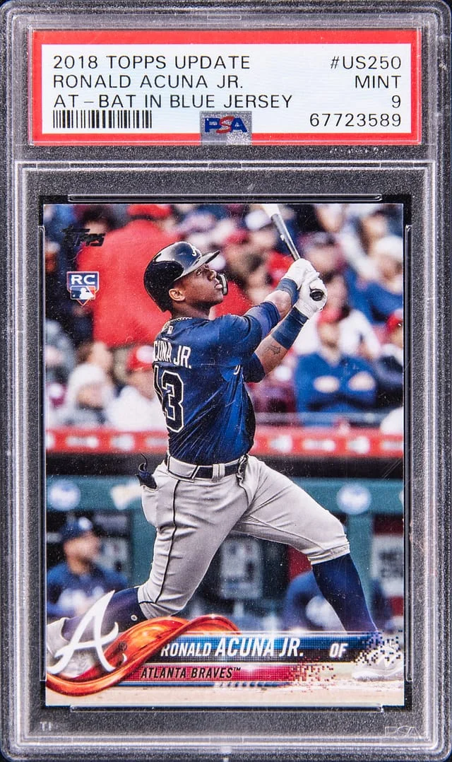 2018 Topps Update Ronald Acuna Jr. , At-Bat, In Blue #US250 card image