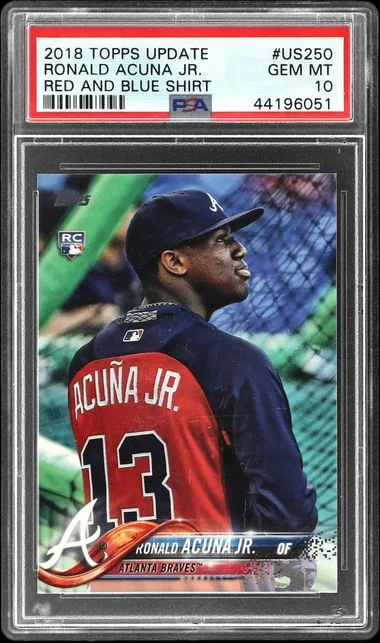 2018 Topps Update Ronald Acuna Jr., Red And Blue Shirt #US250 card image