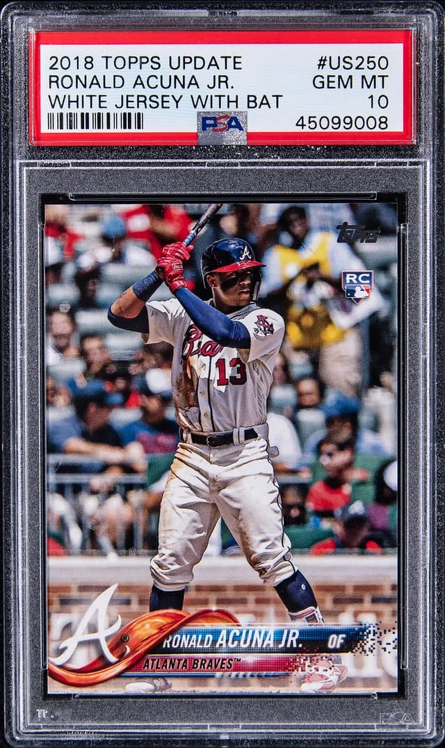 2018 Topps Update Ronald Acuna Jr., White SSP #US250 card image