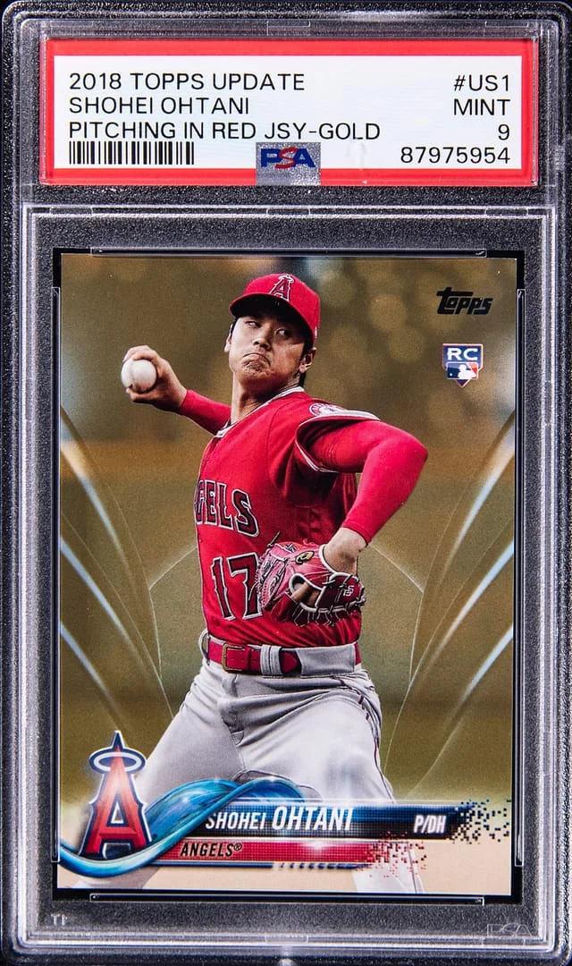 2018 Topps Update Shohei Ohtani, Pitching In Gold #US1 card image