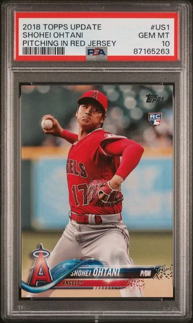 2018 Topps Update Shohei Ohtani Pitching In Red Jersey #US card image