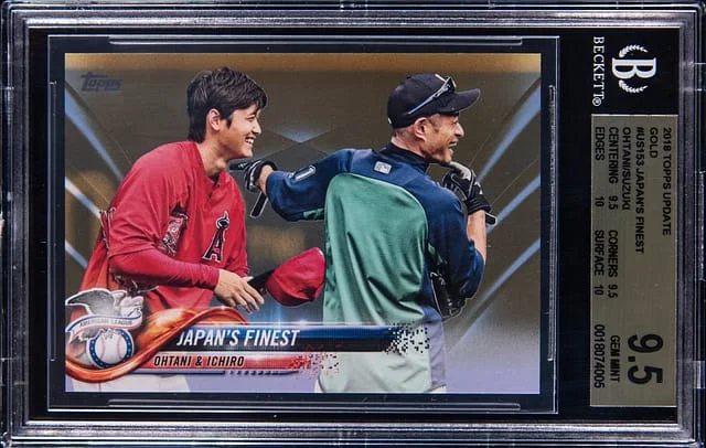 2018 Topps Update Shohei Ohtani/Ichiro Suzuki Gold Japan's Finest #US153 card image
