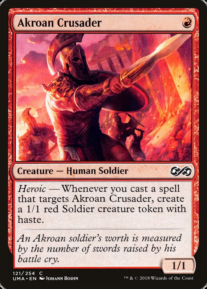 2018 Ultimate Masters Akroan Crusader common #121 unlisted card image