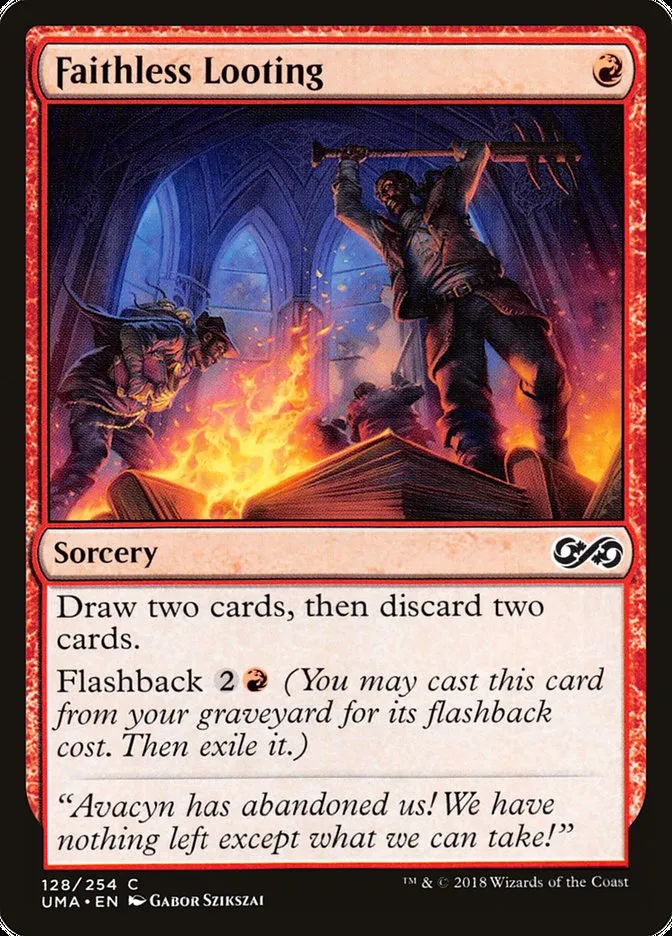 2018 Ultimate Masters Faithless Looting common #128 unlisted card image