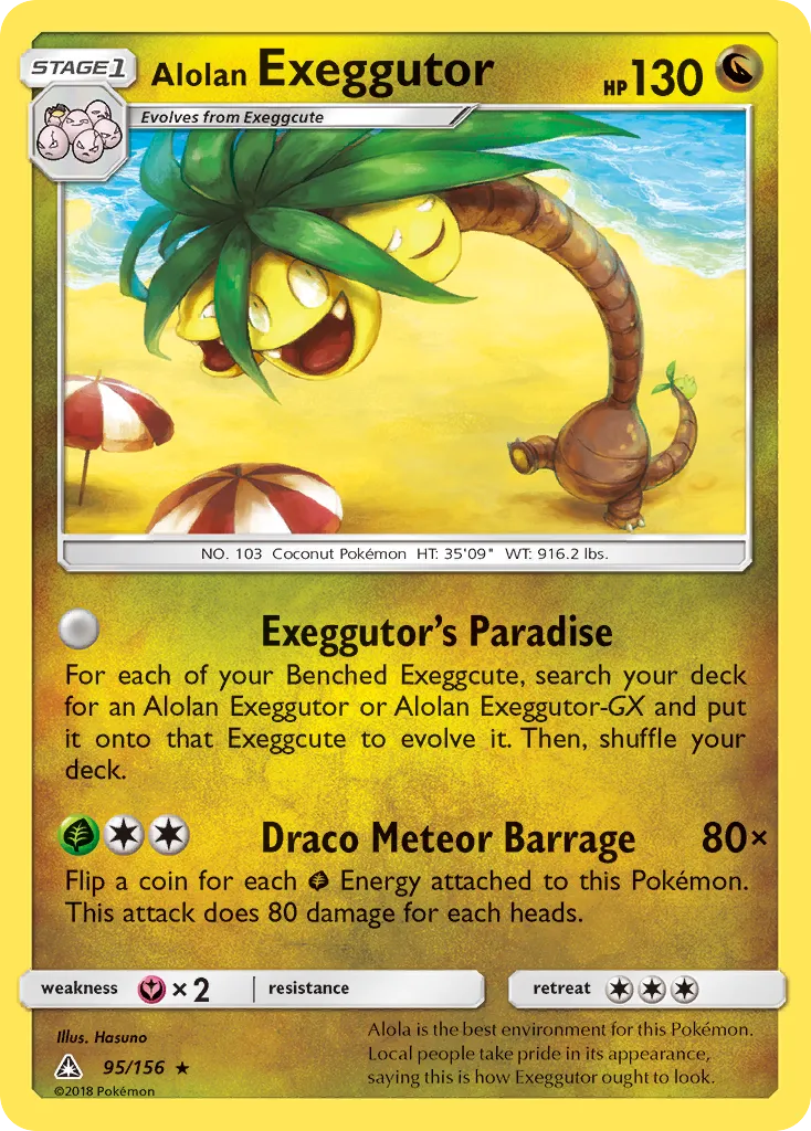 2018 Ultra Prism Alolan Exeggutor #095/156 Rare card image