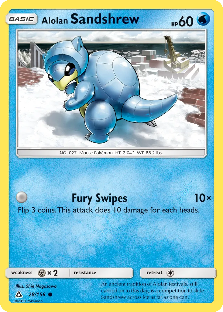 2018 Ultra Prism Alolan Sandshrew #028/156 Common card image