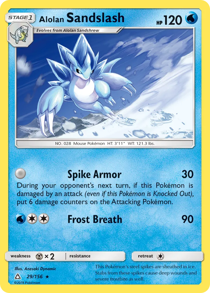 2018 Ultra Prism Alolan Sandslash #029/156 Rare card image