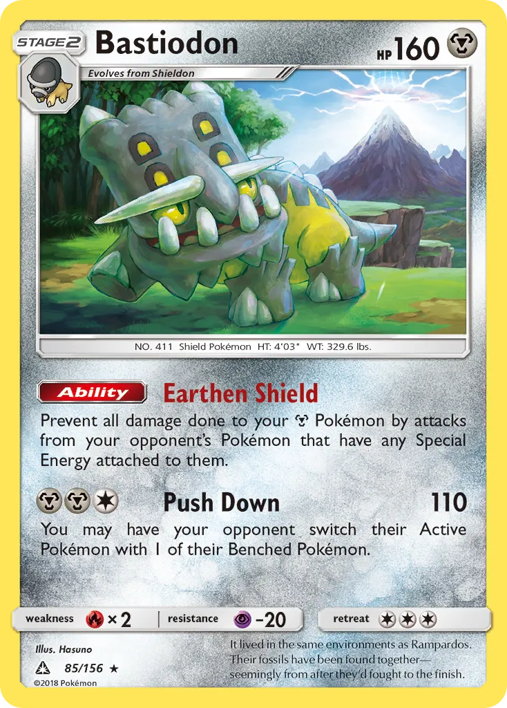 2018 Ultra Prism Bastiodon #085/156 Rare Holo card image