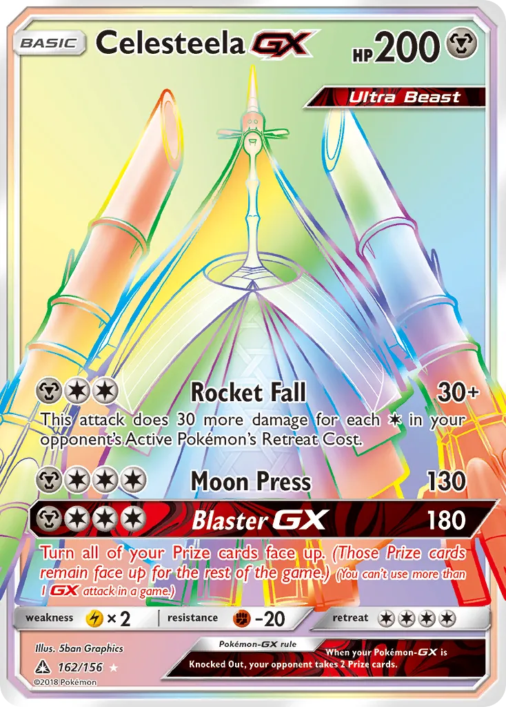 2018 Ultra Prism Celesteela-GX #162/156 Rare Rainbow card image