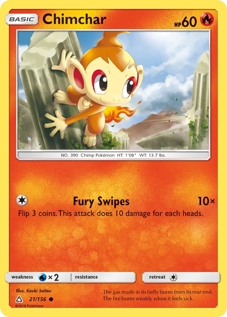 2018 Ultra Prism Chimchar #021/156 Common card image