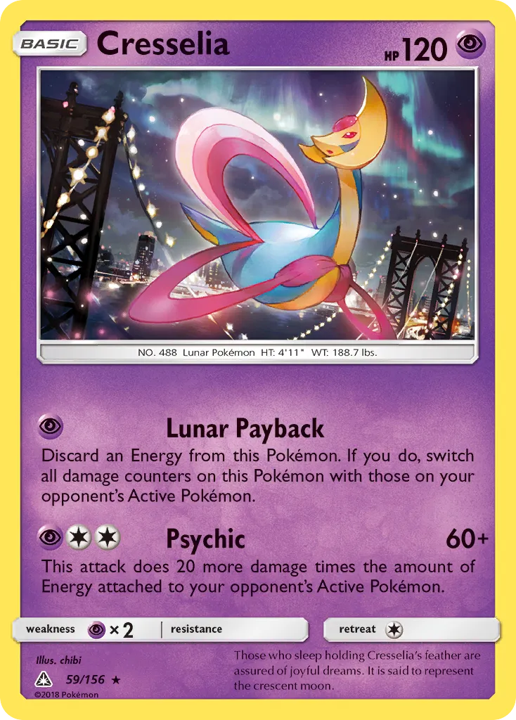2018 Ultra Prism Cresselia #059/156 Rare Holo card image