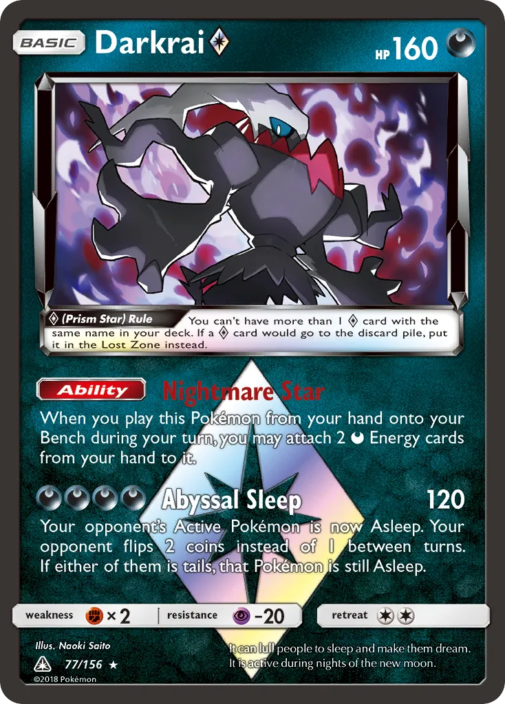2018 Ultra Prism Darkrai ◇ #077/156 Rare Prism Star card image