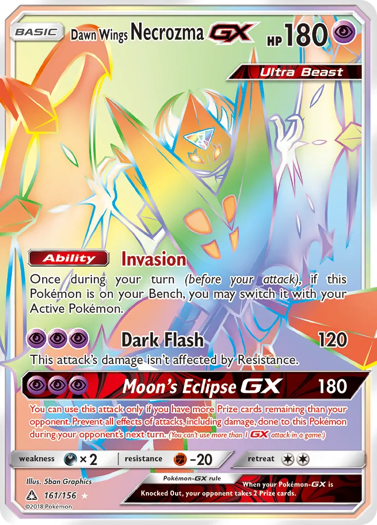 2018 Ultra Prism Dawn Wings Necrozma-GX #063/156 Rare Holo GX card image
